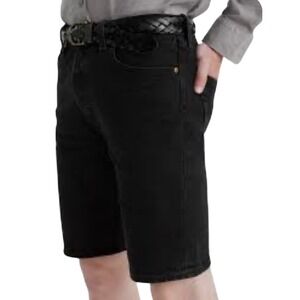 Levi's 505 Regular Fit Shorts Mens 32 Black Excellent Faded Denim Jorts